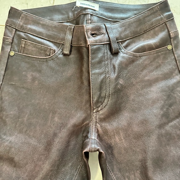 Zadig & Voltaire Brown Leather Pants - Picture 3 of 4